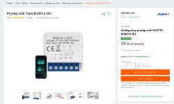 Product page of Tuya WSM16-W1 switch showing the device and a smartphone.