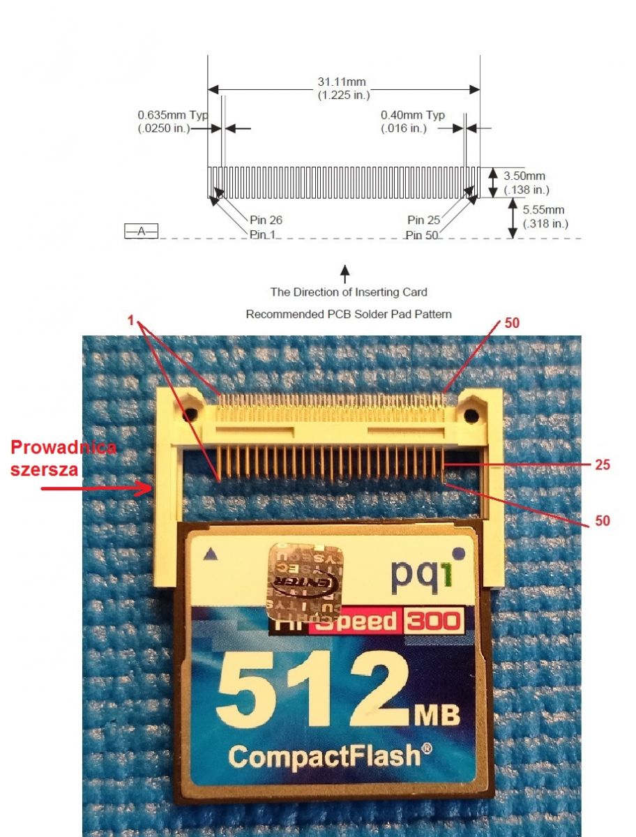 Karta compact flash, gdzie jest pin 1? - elektroda.pl