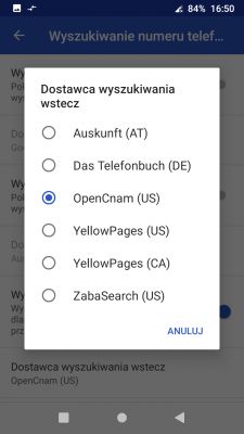 Android, a zdalne publiczne katalogi numerów telefonicznych