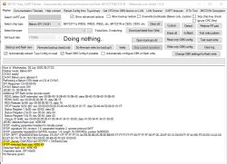 Screenshot of BK7231 Easy UART Flasher showing SPI read logs and the message “Doing nothing..”.
