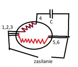 Silnik do kosiarki 1200 W - brak wyłącznika odśrodkowego dobór kondensatora
