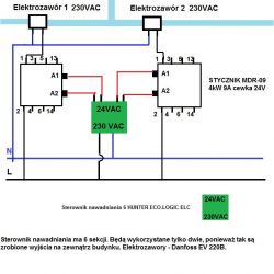 Jak podłączyć sterowanie 2 elektrozaworów przez styczniki MDR-09
