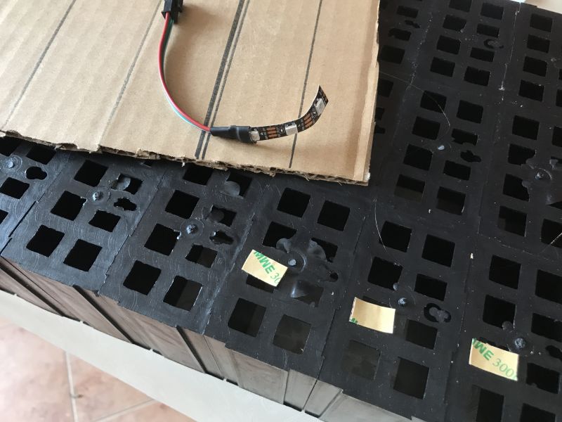 Drawer Shelf with LED Strip Workshop drawer shelf with connected LED strip on cardboard.