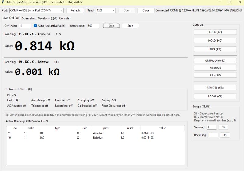 Simple Python application for Fluke meters remote access via RS232 [early prototype]