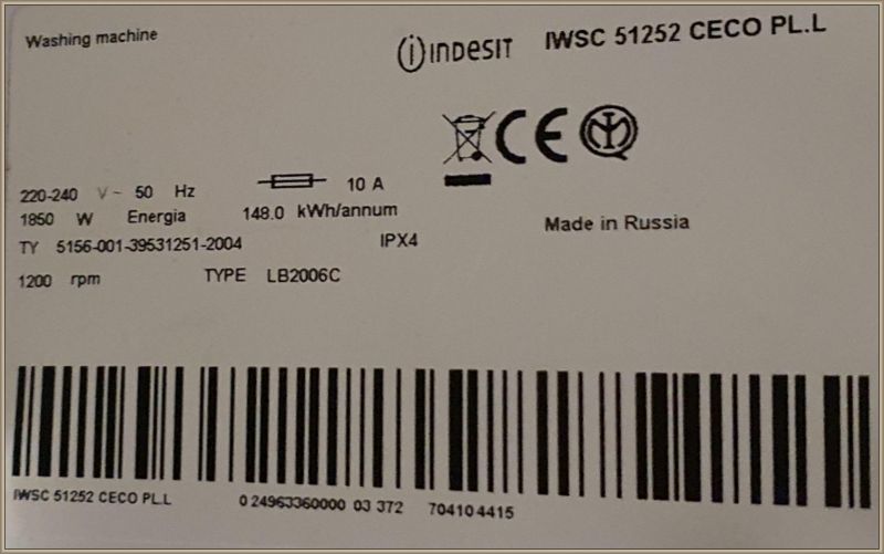 Pralka Indesit IWSC51252: Błąd F15, wymiana łożysk i grzałki, kontrolka start/stop