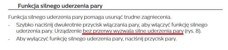 Philips GC9660/30 - Dziwne działanie silnego uderzenia pary