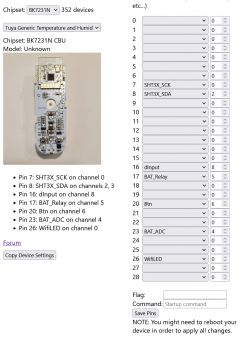 Screenshot of BK7231N module settings and electronics board view.