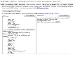 BK7231 Easy UART Flasher Screenshot Screenshot of the BK7231 Easy UART Flasher program with JSON format data.