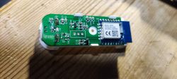 Electronic Board with CB3S Module Electronic board with a CB3S module mounted on a wooden table.