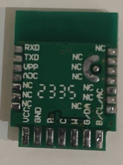 Electronic module with pin labels RXD, TXD, VPP, VCC, GND, and several NC.