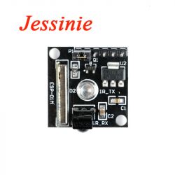 IR transmitter and receiver on ESP8266: circuit from Ali, resistors, transistor, IR diode IR transmitter and receiver on ESP8266: circuit from Ali, resistors, transistor, IR diode