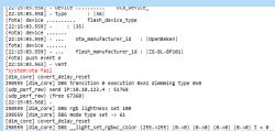Screenshot showing device logs during firmware update attempt.