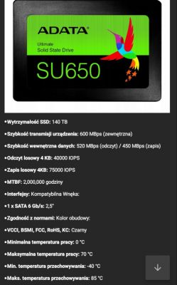 Dysk SSD do telewizora - ADATA SU650 vs GoodRam CX400/CL100, Patriot P210, Team Group GX1/GX2