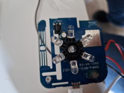 PCB with LEDs Electronic circuit board with several LEDs and electronic components.
