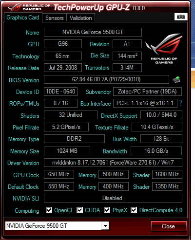 Geforce 9500GT 512MB/128bit - Na ile można podkręcić ?