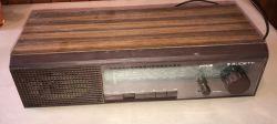 Unitra Sudety R-208 Radio from the 80s Vintage monophonic radio Unitra Sudety R-208 from 1987-1990 on a table.