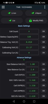 BMS JK-B2A8S20PHC rozłącza akumulator LiFePO4 EVE MB31 314 Ah przy silniku 700 W – co ustawić?