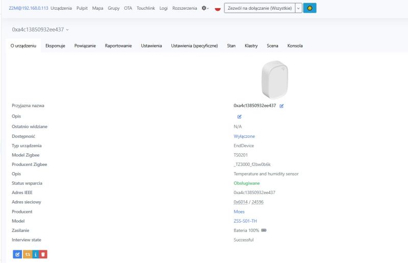 Tiny wireless temperature and humidity sensor on Zigbee - MOES ZSS-S01-TH-C-MS
