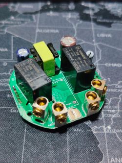 PCB with Relays of Etersky WF-CS01 Device PCB of an electrical device with two relays and electronic components.