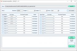 Screenshot of the FactoryDownloadTool with a loaded binary file.