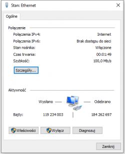 Ograniczona prędkość na kablu RJ45 5e z internetem światłowodowym Orange 300 Mb/s