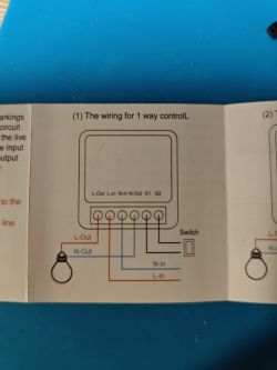Wiring diagram for one-way control using a switch.