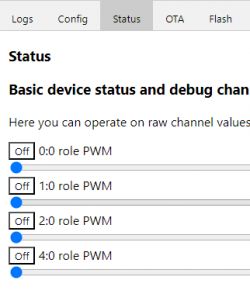 Screenshot of a web application tool interface with PWM channel settings.