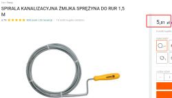 Żmijka kanalizacyjna Vorel o długości 1,5 m z ceną.