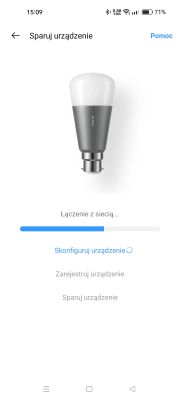 Screenshot of a device pairing app showing the bulb configuration stage.