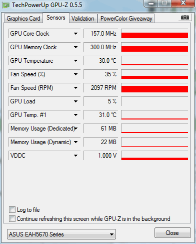 Jakie powinno być napięcie na karcie graficznej ASUS EAH5670?