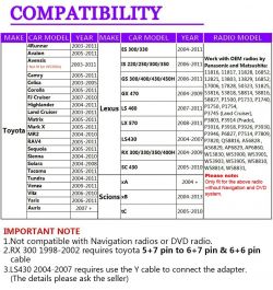 Kompatybilność adaptera USB/zmieniarki z radiem W53904 w Avensis