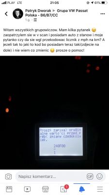 Zmiana jednostek na wyświetlaczu Passat CC - kodowanie VAG