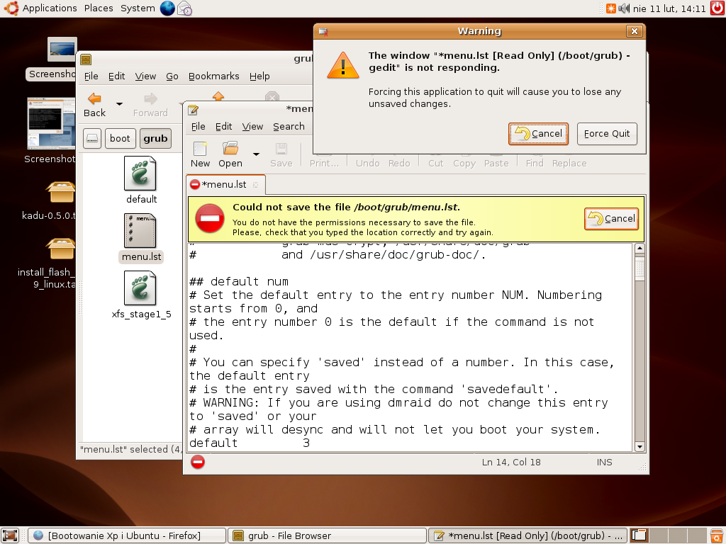 Jak ustawić Windows XP jako domyślny system w menu GRUB przy dual boot z Ubuntu?