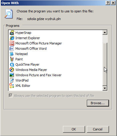 Nie mogę przypisać programu do otwierania plików w Windows 10