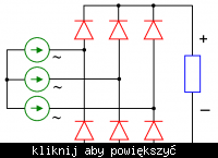 Napięcie i prąd z trójdiodowego prostownika jednopołówkowego 3-fazowego?