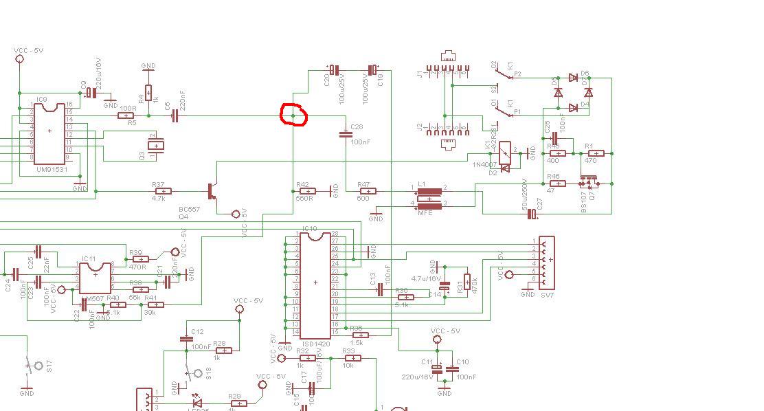 UM91531 + ISD1420 + linia tel. - prośba o spr. schematu