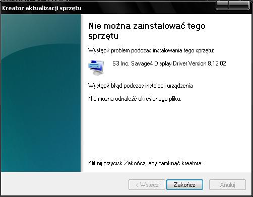 Błąd kodu 28 przy instalacji sterowników na Windows XP SP3 - brak pliku