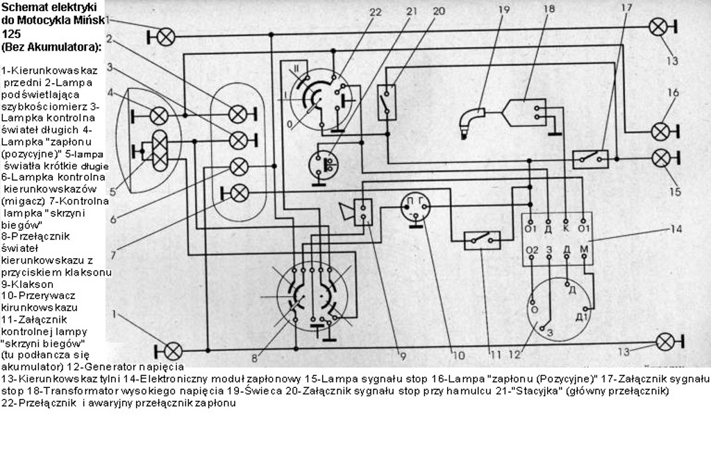 Схема электропроводки мотоцикла минск