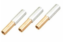 Trzy tuleje łączące miedziano-aluminiowe GTL-10/5 ułożone poziomo