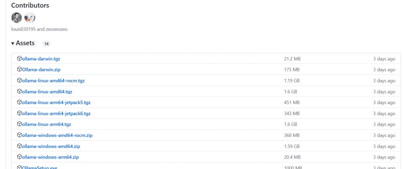 Downloadable Assets List with File Information Screenshot of a webpage showing a list of downloadable assets with file size and update date information.