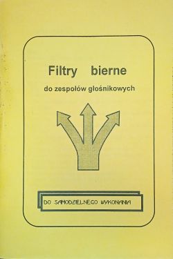 Okładka broszury „Filtry bierne do zespołów głośnikowych” na żółtym tle