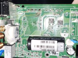PCB with components of a switching power supply Printed circuit board with electronic components and visible capacitor