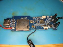 Electronic circuit board with ports and audio jacks PCB with USB-C port, microSD slot, and three audio jacks