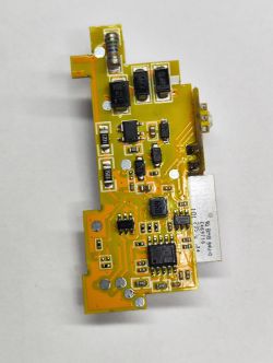 Close-up view of a circuit board with various electronic components.