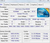 E8400 - Intel Core 2 E8400 + GA-G31M-S2L F10 4005,40 Mhz