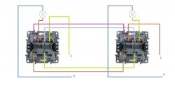 Schematic for Double Switch Legrand Stair Light Installation - Separate Lamp Connection