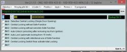 Zrzut ekranu z oprogramowania diagnostycznego dla modułu komfortu samochodu, przedstawiający ustawienia bajtów.