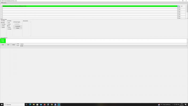 ESP32 Flash Download Tool v3.9.6 mit einer hervorgehobenen Datei für ZX Spectrum.