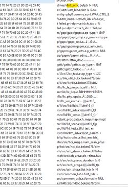 Screenshot showing a section of code with various file paths and functions related to RF drivers.