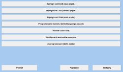 Menu „Programowanie” w OPCOM z opcjami konfiguracji CAN, VIN oraz ustawień czasu i daty